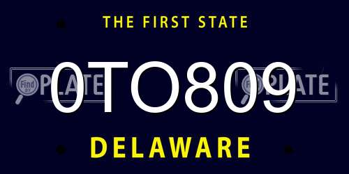 0TO809 Delaware License Plate