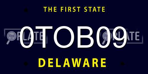 0TOB09 Delaware License Plate