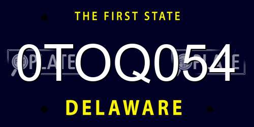 0TOQ054 Delaware License Plate