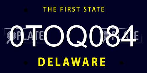 0TOQ084 Delaware License Plate