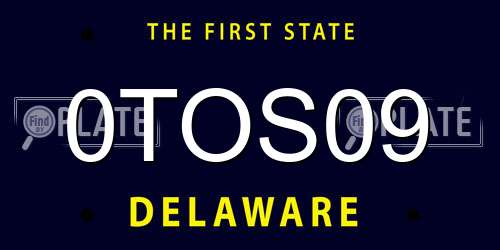 0TOS09 Delaware License Plate