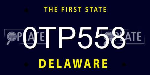 0TP558 Delaware License Plate