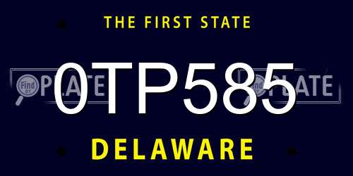 0TP585 Delaware License Plate