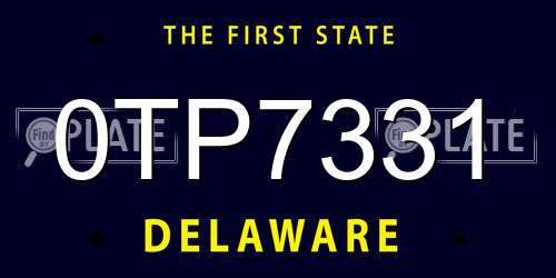 0TP7331 Delaware License Plate