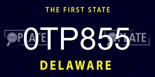 0TP855 Delaware License Plate