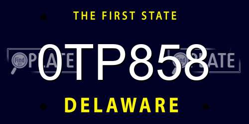 0TP858 Delaware License Plate