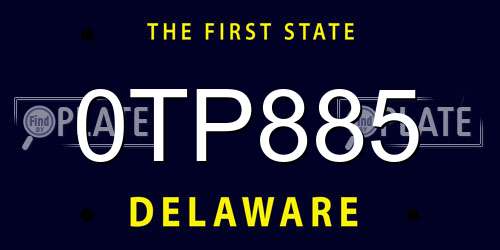 0TP885 Delaware License Plate