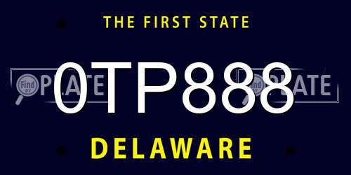 0TP888 Delaware License Plate