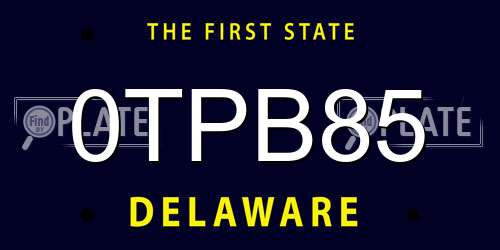 0TPB85 Delaware License Plate