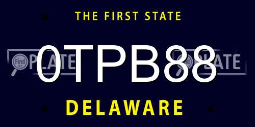 0TPB88 Delaware License Plate