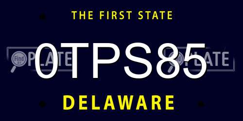 0TPS85 Delaware License Plate