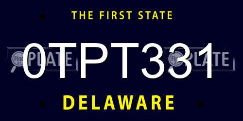 0TPT331 Delaware License Plate