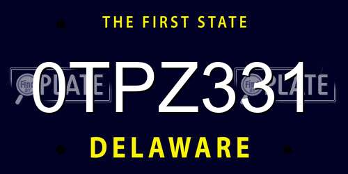 0TPZ331 Delaware License Plate