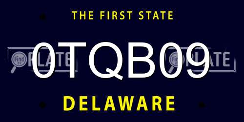 0TQB09 Delaware License Plate