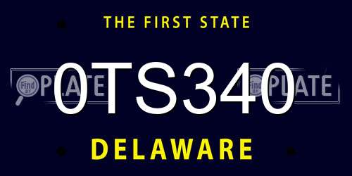 0TS340 Delaware License Plate