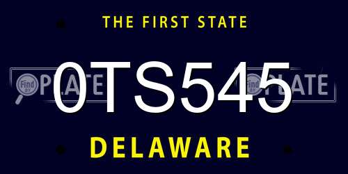 0TS545 Delaware License Plate