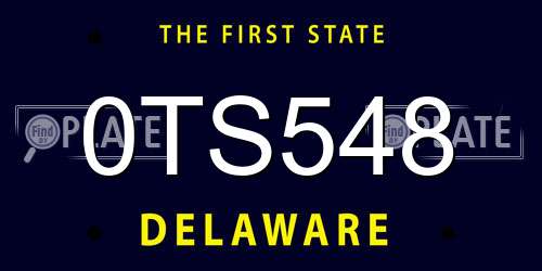 0TS548 Delaware License Plate