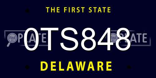 0TS848 Delaware License Plate