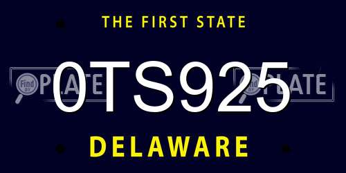 0TS925 Delaware License Plate