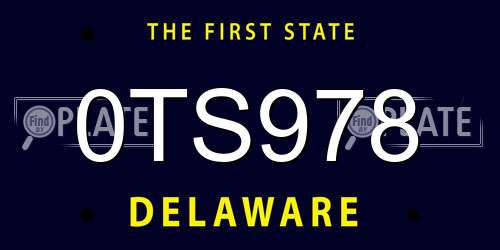0TS978 Delaware License Plate