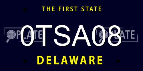 0TSA08 Delaware License Plate
