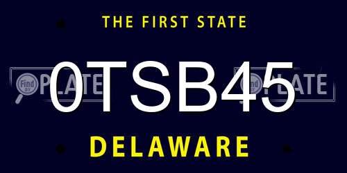 0TSB45 Delaware License Plate