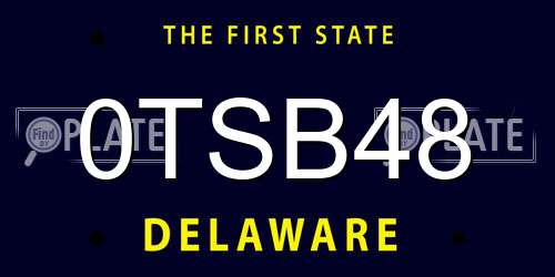 0TSB48 Delaware License Plate