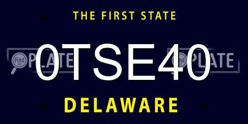 0TSE40 Delaware License Plate