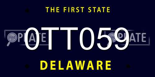 0TT059 Delaware License Plate