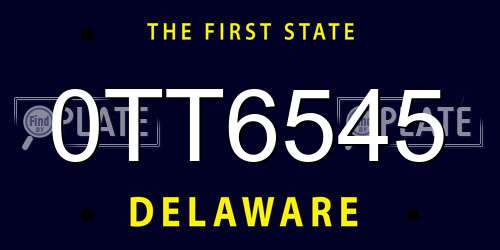 0TT6545 Delaware License Plate