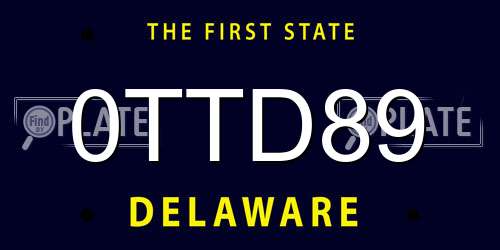 0TTD89 Delaware License Plate