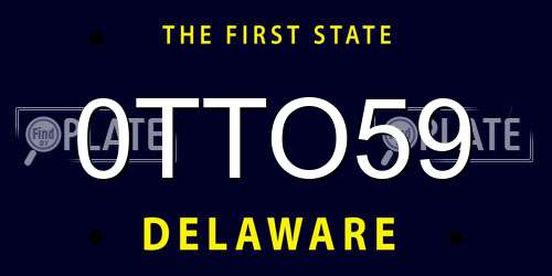 0TTO59 Delaware License Plate
