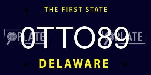 0TTO89 Delaware License Plate
