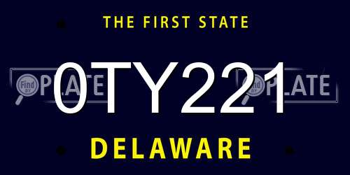 0TY221 Delaware License Plate