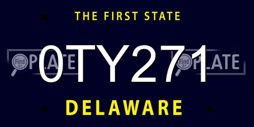 0TY271 Delaware License Plate