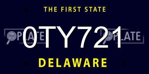 0TY721 Delaware License Plate