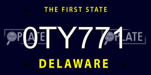 0TY771 Delaware License Plate