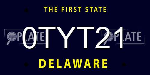 0TYT21 Delaware License Plate