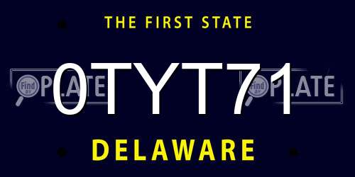 0TYT71 Delaware License Plate