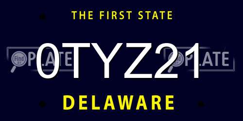0TYZ21 Delaware License Plate