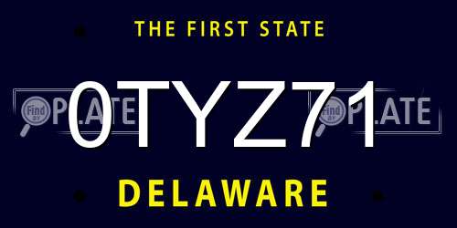 0TYZ71 Delaware License Plate