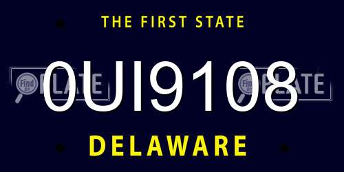 0UI9108 Delaware License Plate
