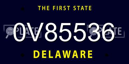 0V85536 Delaware License Plate