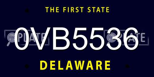 0VB5536 Delaware License Plate