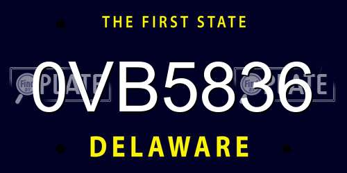 0VB5836 Delaware License Plate