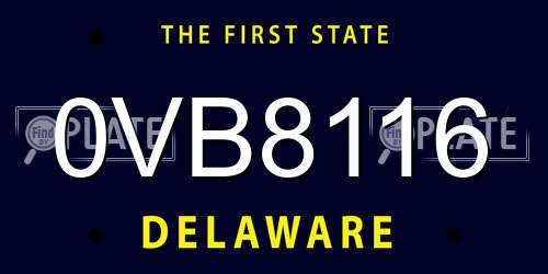 0VB8116 Delaware License Plate