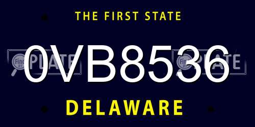 0VB8536 Delaware License Plate