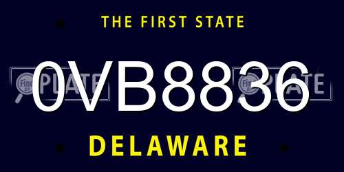 0VB8836 Delaware License Plate