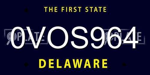 0VOS964 Delaware License Plate