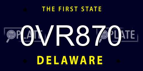 0VR870 Delaware License Plate